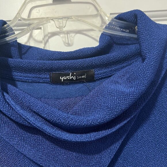 Yushi Blouse Top Size M/L Textured Asymmetrical Collar Art to Wear 3/4 Sleeve - Picture 4 of 5